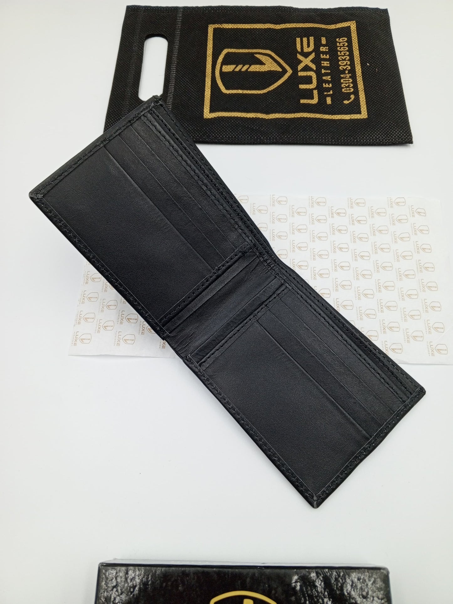 LuxeLeather Analin Cow Leather Wallet - Black | 6 Card Holders, 4 Secret Compartments, 2 Cash Compartments | LLBF03