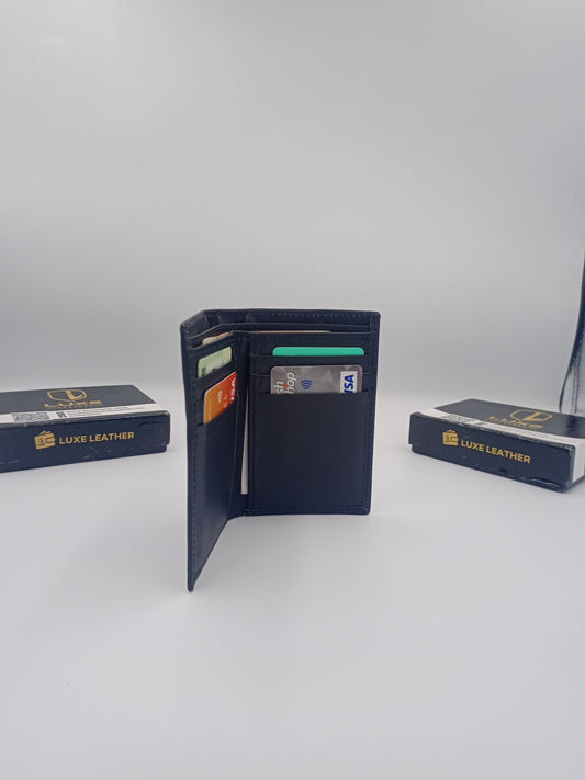 Card Holder Wallet - Black | 6 Card Slots, 2 Secret Compartments | Genuine Aniline  | LLCH02