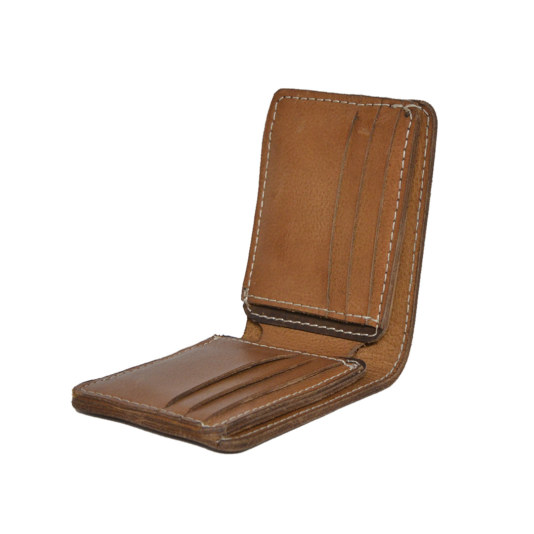 LuxeLeather Bifold Handmade Crazy Horse Leather Wallet - Brown | 6 Card Holders, 2 Secret Compartments, Cash Compartment | LLBF07