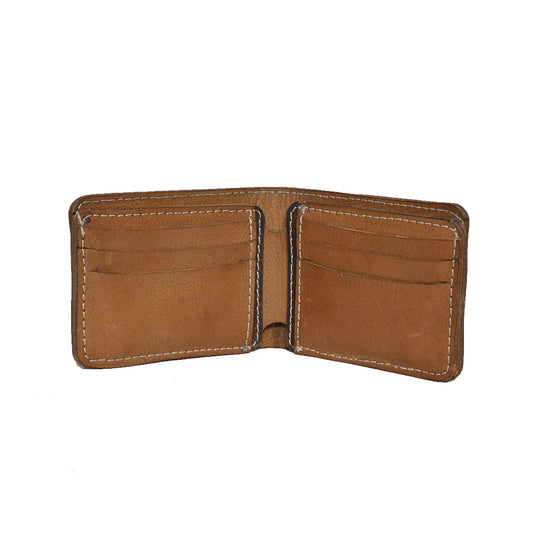 Bifold Handmade Crazy Horse Wallet - Brown | 6 Card Holders, 2 Secret Compartments, Cash Compartment | LLBF07