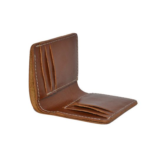 Handmade Card Holder Wallet - Brown | 6 Card Holders, 2 Secret Compartments, Cash Compartment | LLCH05