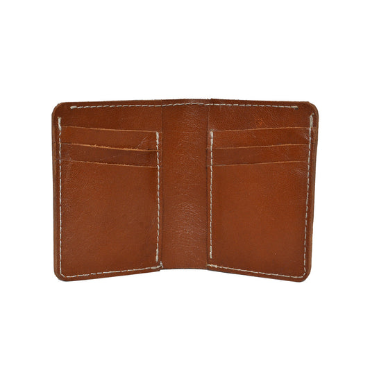 Handmade Card Holder Wallet - Brown | 6 Card Holders, 2 Secret Compartments, Cash Compartment | LLCH05