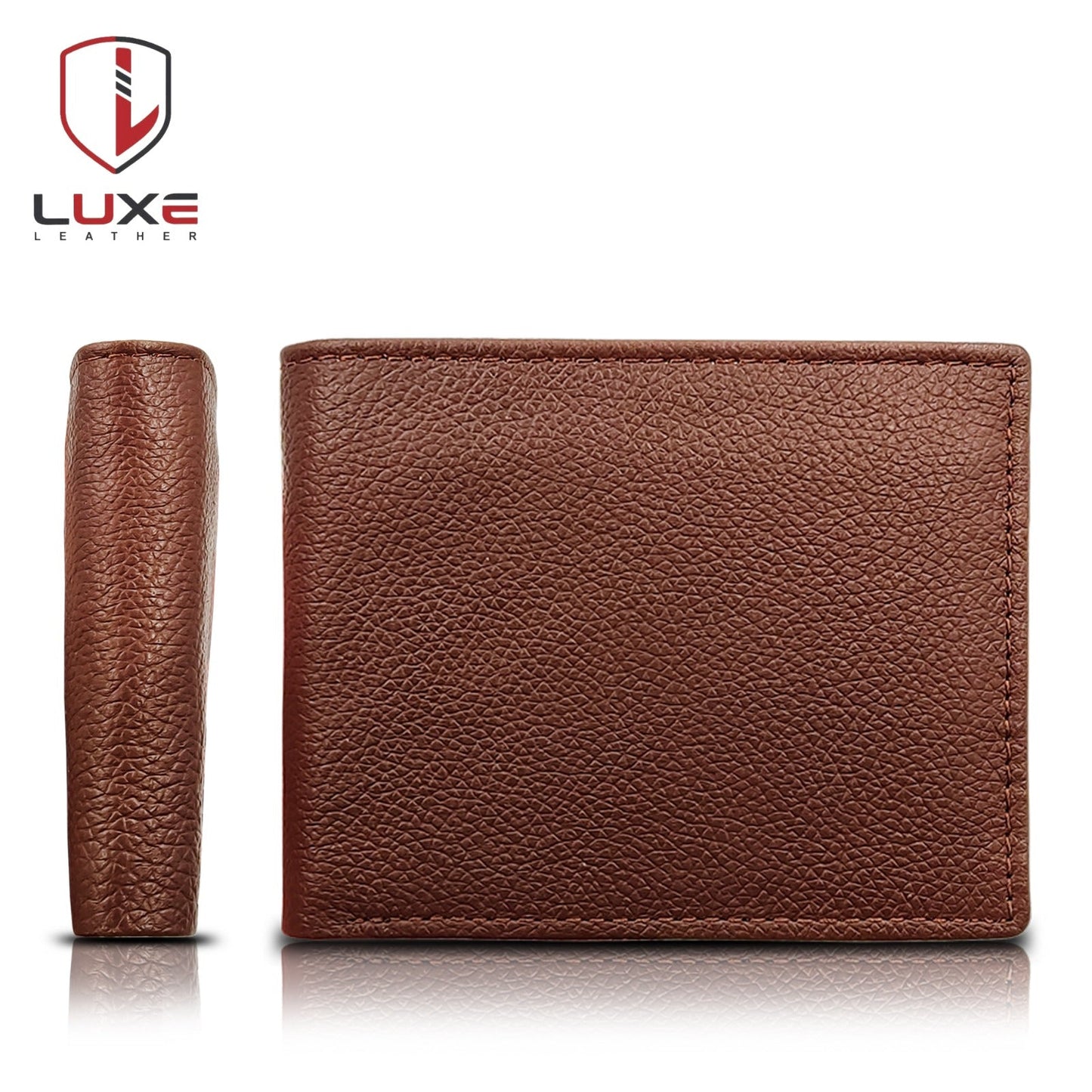 π Pure Cow Leather Men's Wallet by Luxe Leather: 6 Main Pockets | 2 Inner Pockets | ID Window | Portable Card Holder | 2 Currency Pockets | Stylish and Functional | BF01