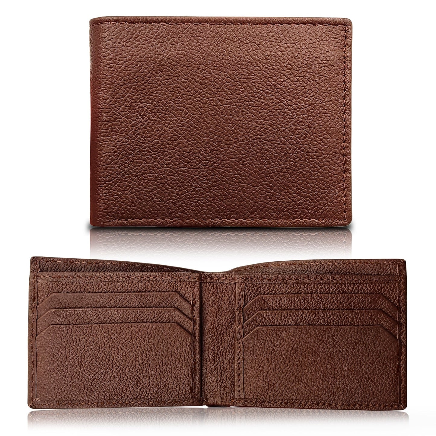 π Pure Cow Leather Men's Wallet by Luxe Leather: 6 Main Pockets | 2 Inner Pockets | ID Window | Portable Card Holder | 2 Currency Pockets | Stylish and Functional | BF01