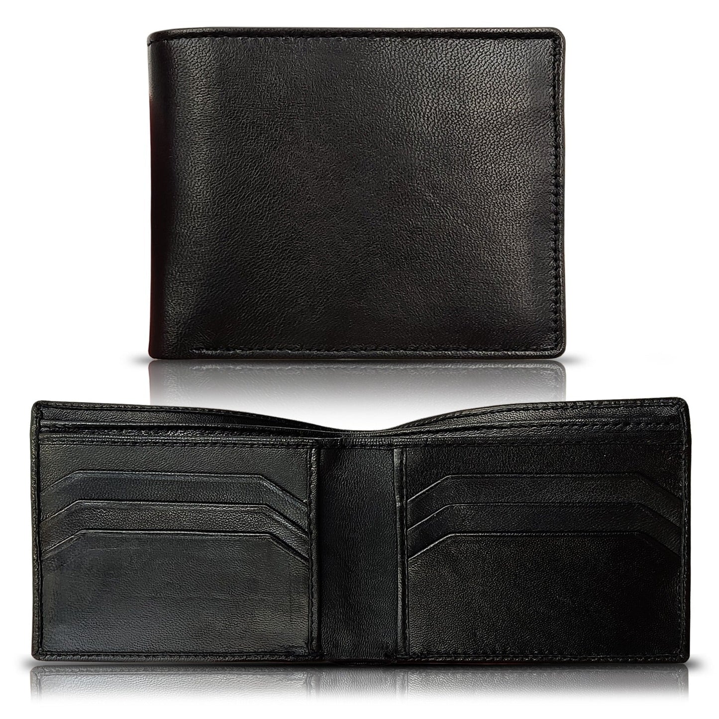 π Pure Cow Leather Men's Wallet by Luxe Leather: 6 Main Pockets | 2 Inner Pockets | ID Window | Portable Card Holder | 2 Currency Pockets | Stylish and Functional | BF01
