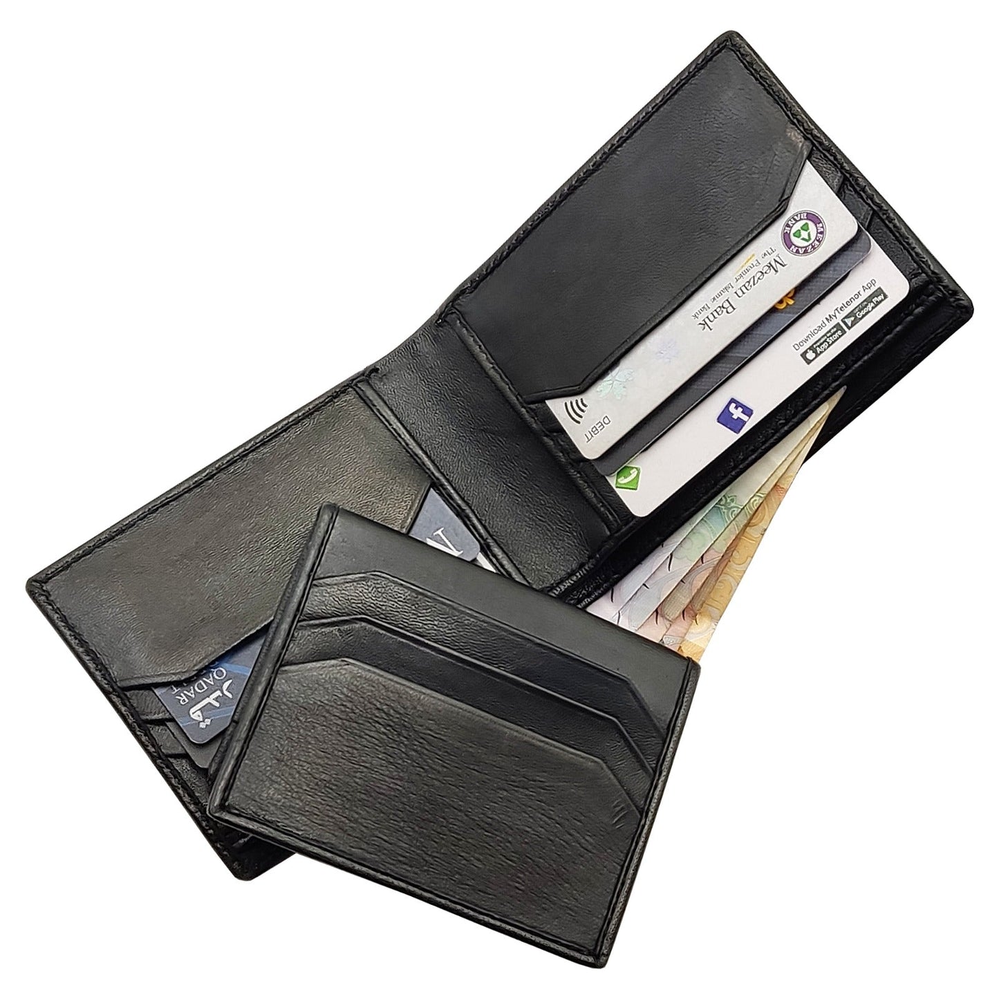 π Pure Cow Leather Men's Wallet by Luxe Leather: 6 Main Pockets | 2 Inner Pockets | ID Window | Portable Card Holder | 2 Currency Pockets | Stylish and Functional | BF01