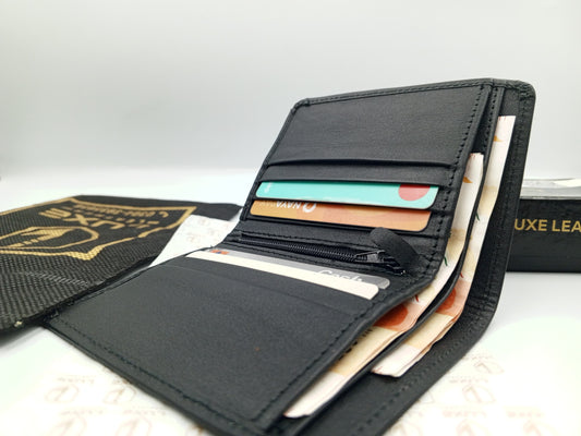 Premium Cow Leather Wallet | Zipper |Z01 BL