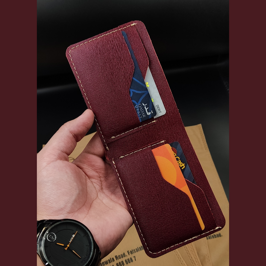 Introducing our Exquisite Maroon Italian Leather Wallet! Hi-Chrome Texture | LLBF04