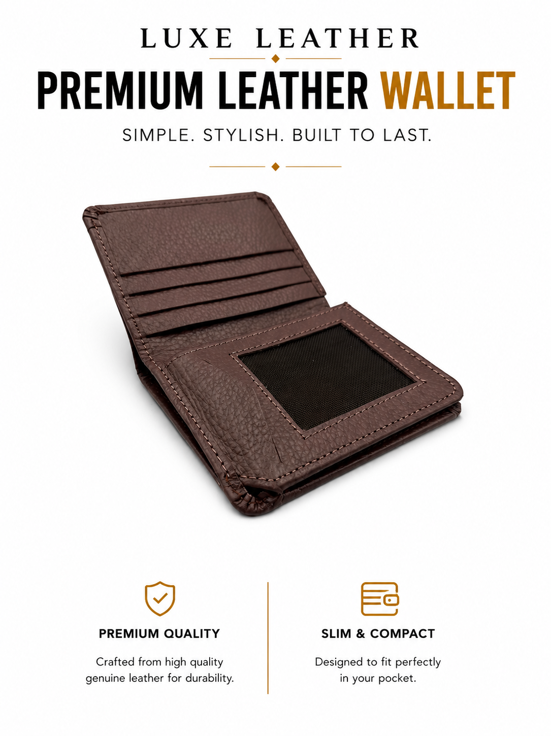 Slimfold Wallet–9 Card Slots | 2 Cash Pockets |ID Window |2IN1