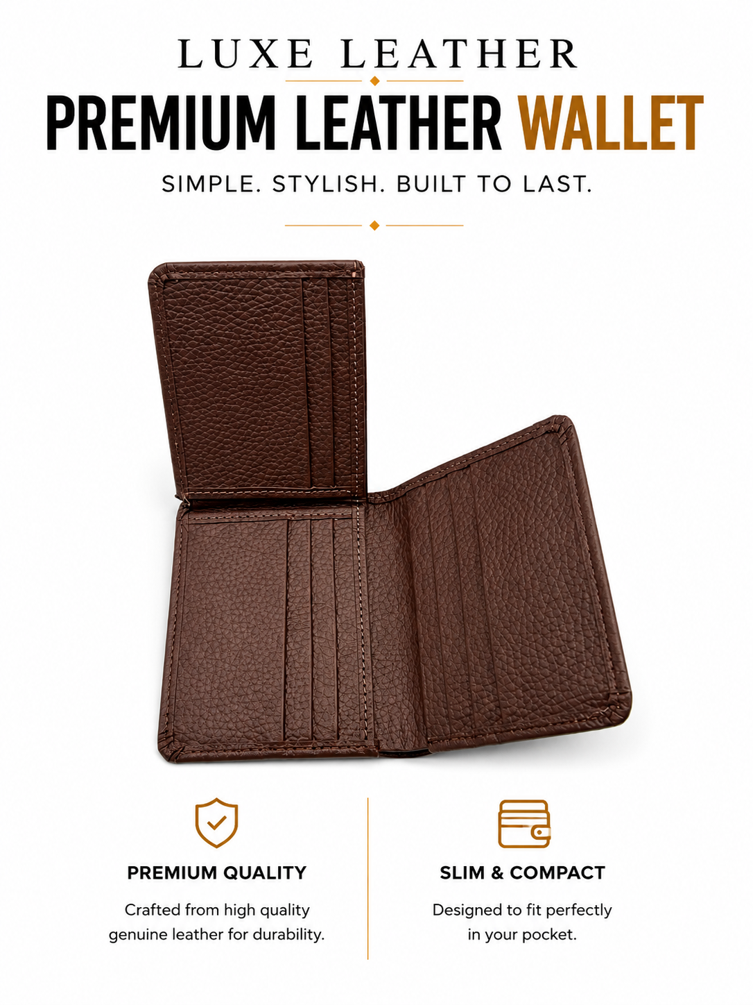 Slimfold Wallet–9 Card Slots | 2 Cash Pockets |ID Window |2IN1