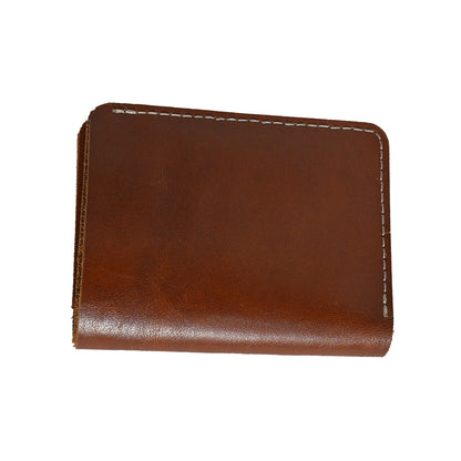 LuxeLeather Handmade Cow Leather Card Holder Wallet - Brown | 6 Card Holders, 2 Secret Compartments, Cash Compartment | LLCH05