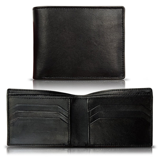 🐄 Pure Cow Leather Men's Wallet by Luxe Leather: 6 Main Pockets | 2 Inner Pockets | ID Window | Portable Card Holder | 2 Currency Pockets | Stylish and Functional | BF01