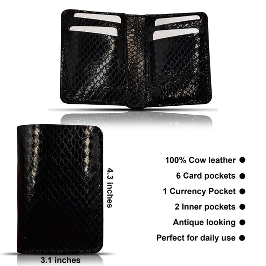 Sleek Pure Cow Leather Wallet: 6 Card Pockets, Spacious Currency Pocket - Upgrade Your Essentials