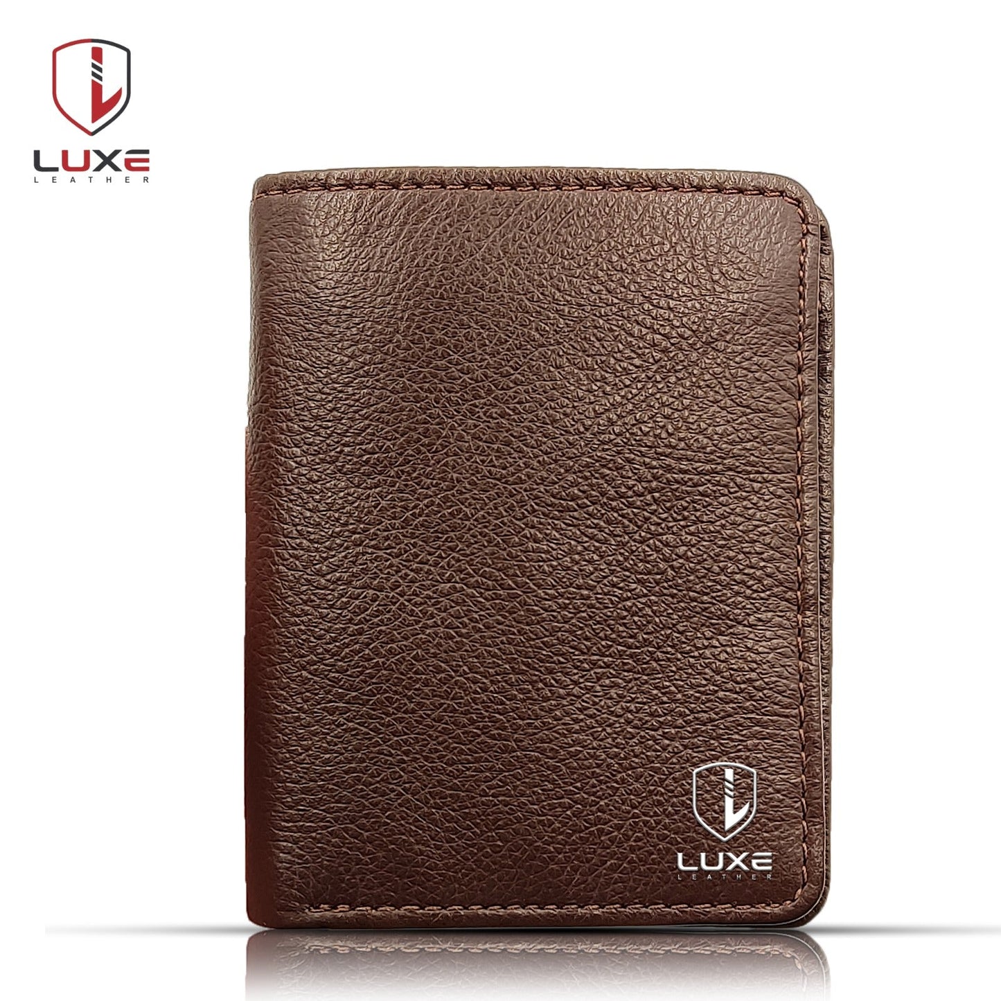 Genuine Cow Leather Wallet - Natural Brown | 6 Card Pockets, 2 Currency Pockets, 1 Zipper | LLZ01Br