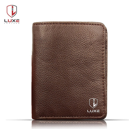 Genuine Cow Leather Wallet - Natural Brown | 6 Card Pockets, 2 Currency Pockets, 1 Zipper | LLZ01Br