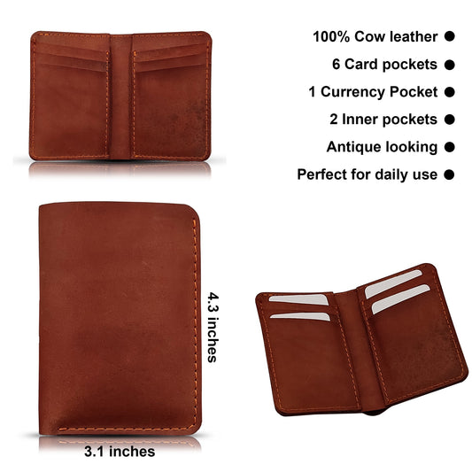 Luxurious Pure Cow Leather Wallet - 6 Card Pockets, Multiple Compartments | LLCH04