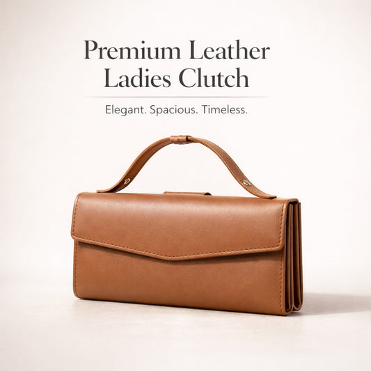 Premium Leather Ladies Clutch – 12 Card Slots | Multi Compartment | Elegant Carry (LC01)